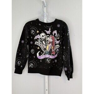 Jack & Sally Crewneck Sweatshirt Disney Halloween Gothic Tim Burton Kids L